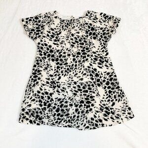 5/$25 BabyGap black white animal print short sleeve lined shift dress - 2 years